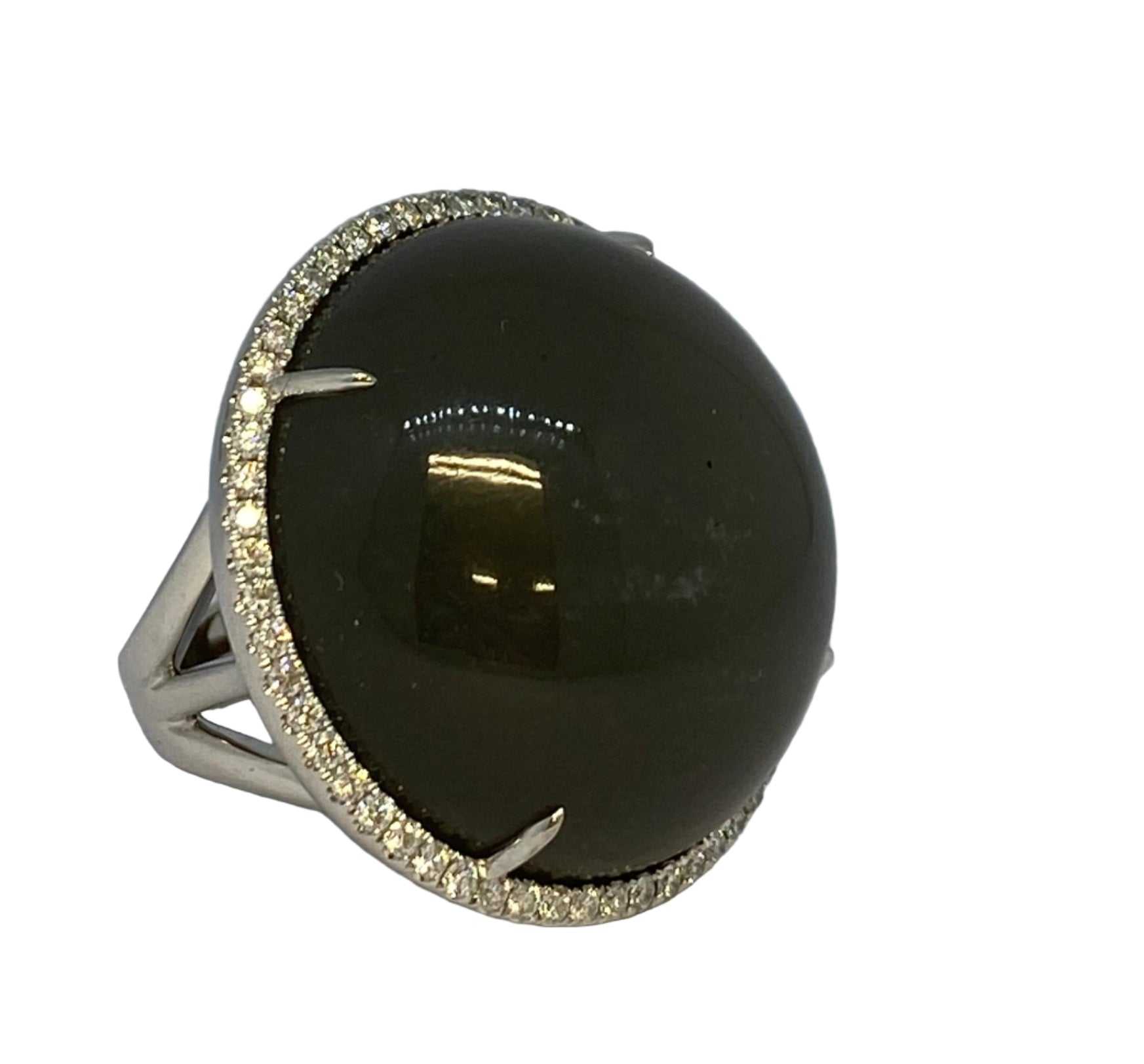 Moonstone white gold diamond ring