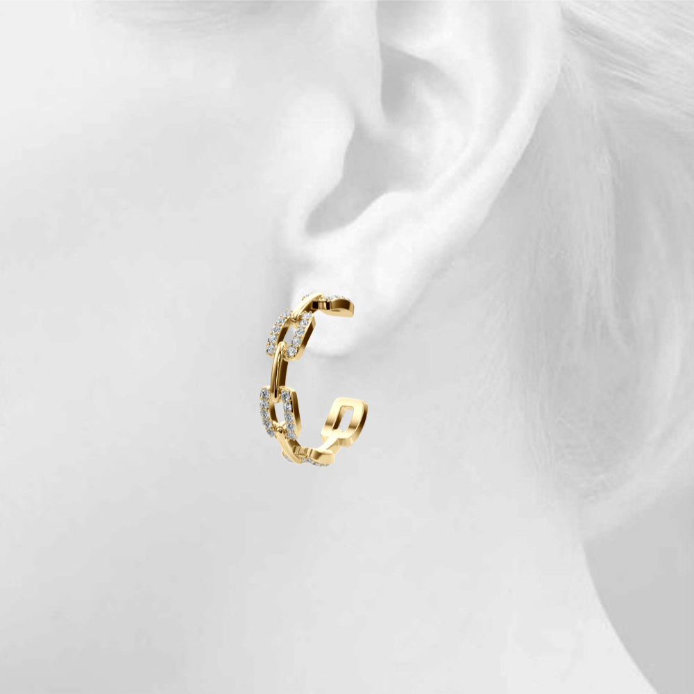 Lesunja L Collection Yellow Gold Diamond Hoops