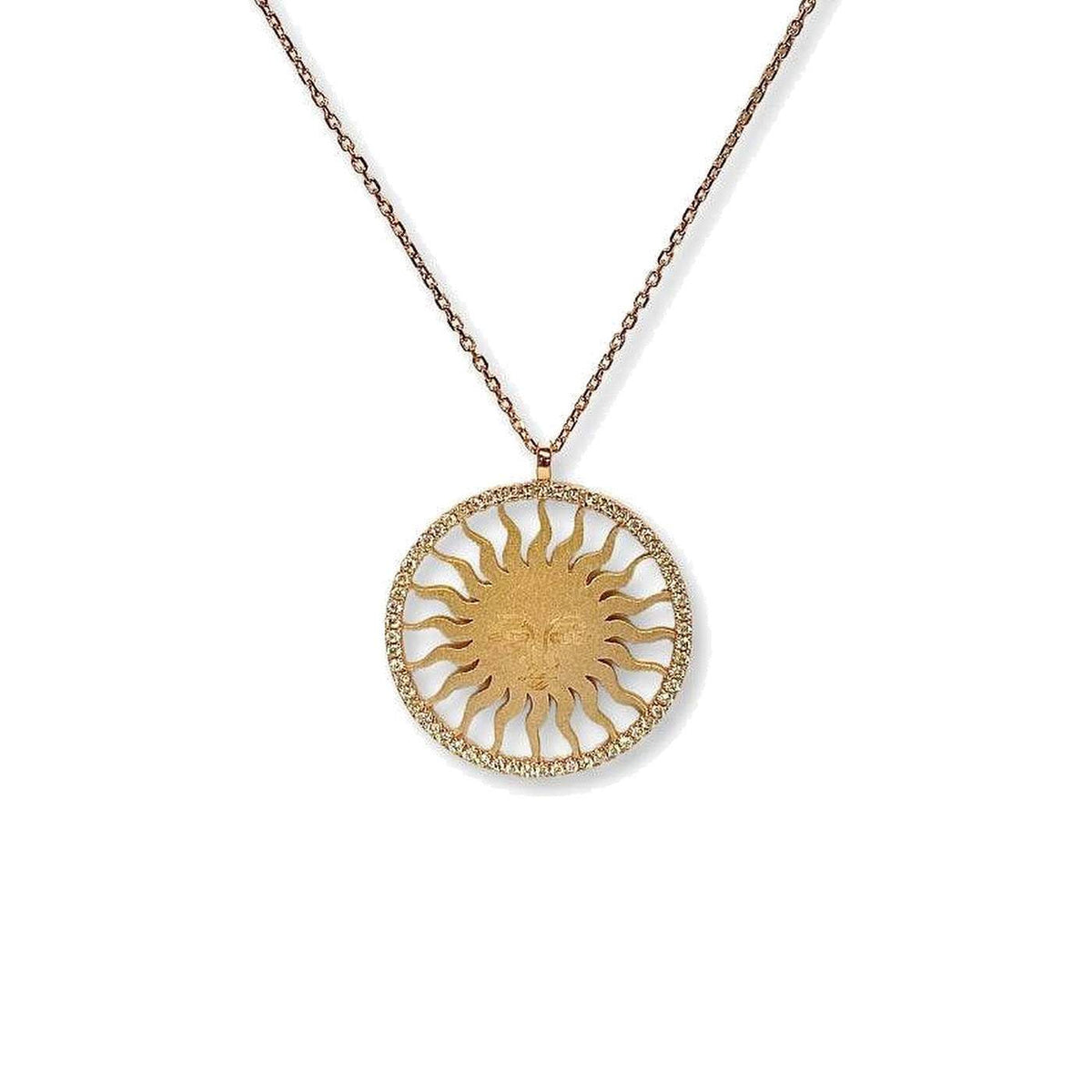 St. Moritz Sun Necklace Large Rosé Gold Diamonds – Lesunja fine jewellery