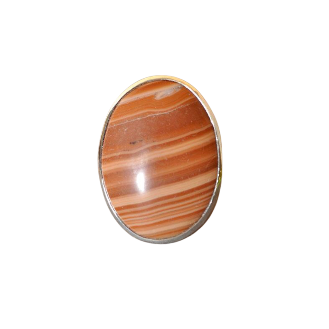 Lesunja Silver Agate Ring Banded Red Cabochon Size 58.5, detail view, Lesunja atelier Zurich