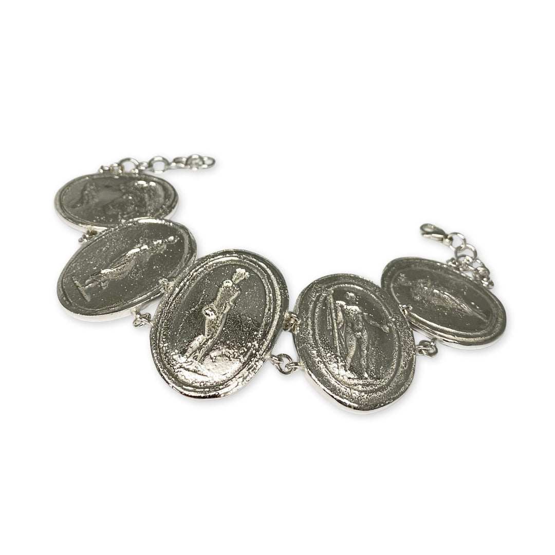 Lesunja Bracelet Silver Gemstone Plates, detail view, Lesunja atelier Zurich