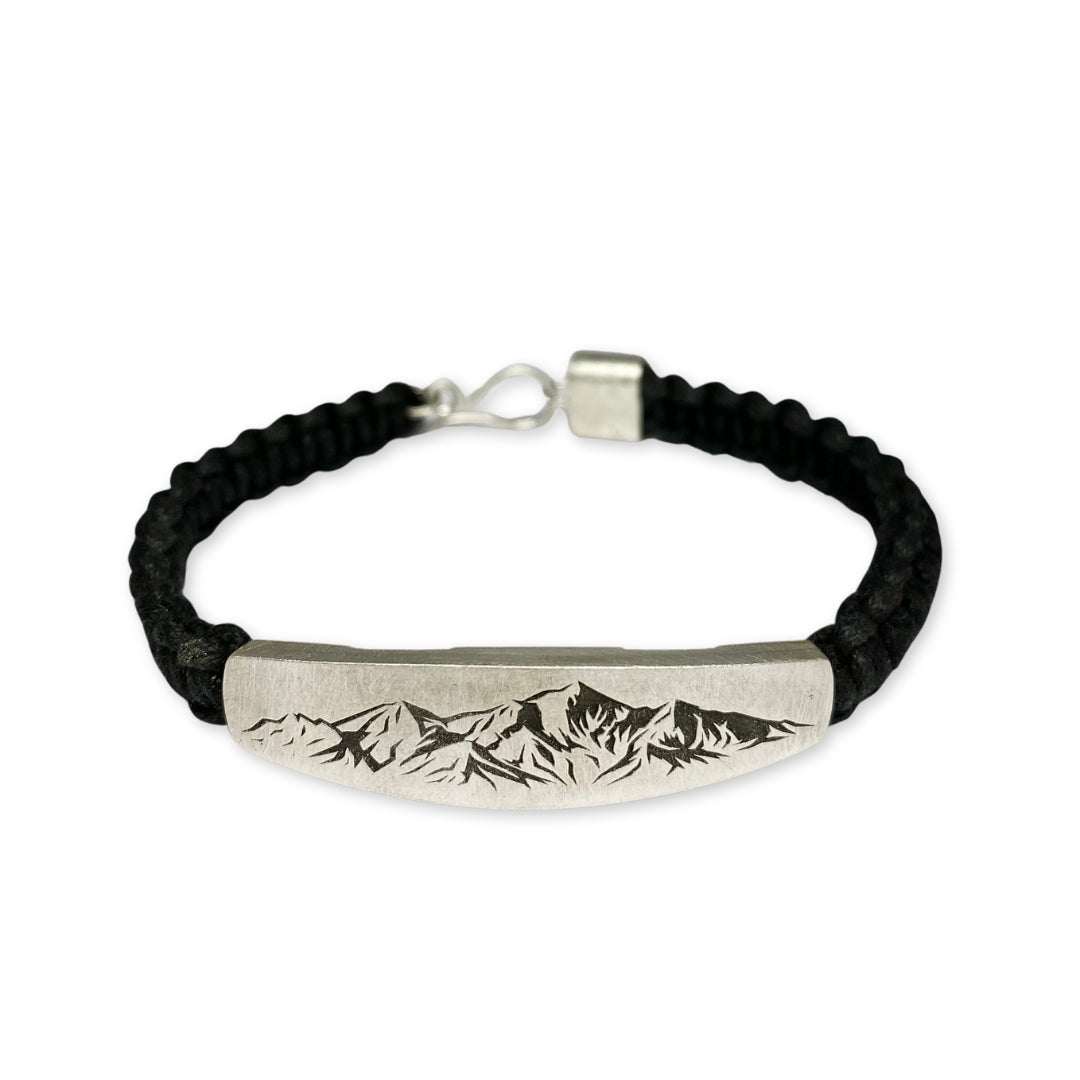 Lesunja Bracelet Silver Mountains from St. Moritz & Black Strings, handmade fine jewellery from Switzerland