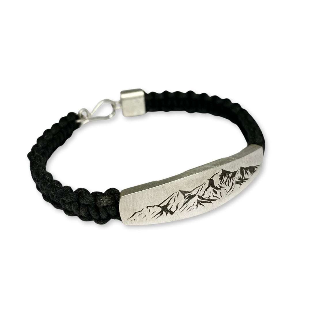 Lesunja Bracelet Silver Mountains from St. Moritz & Black Strings