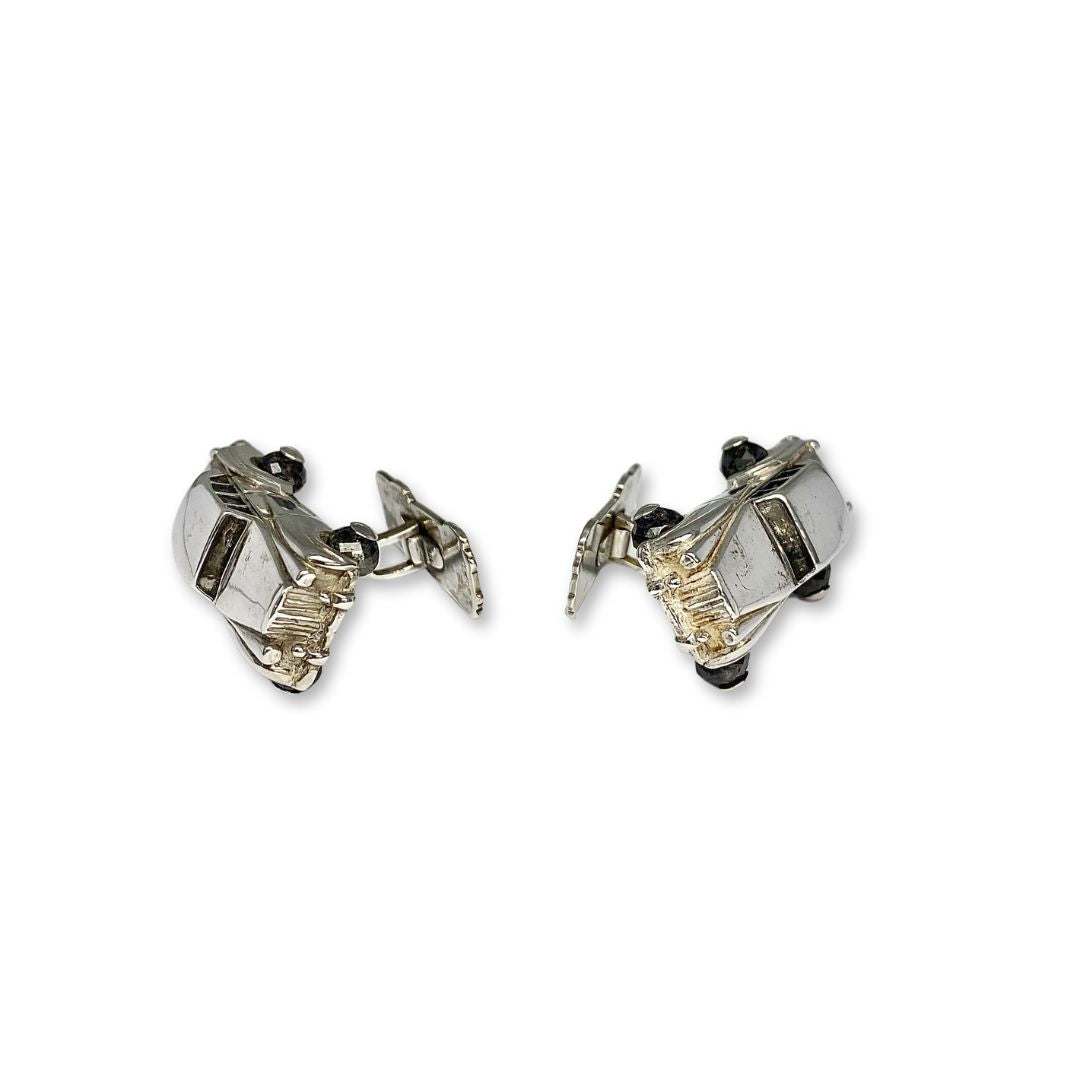 Lesunja Cufflinks Silver Black Diamonds Car Bentley