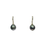 Lesunja Earrings Yellow Gold Dark Tahitian Saltwater Pearls, handmade fine jewellery from Switzerland