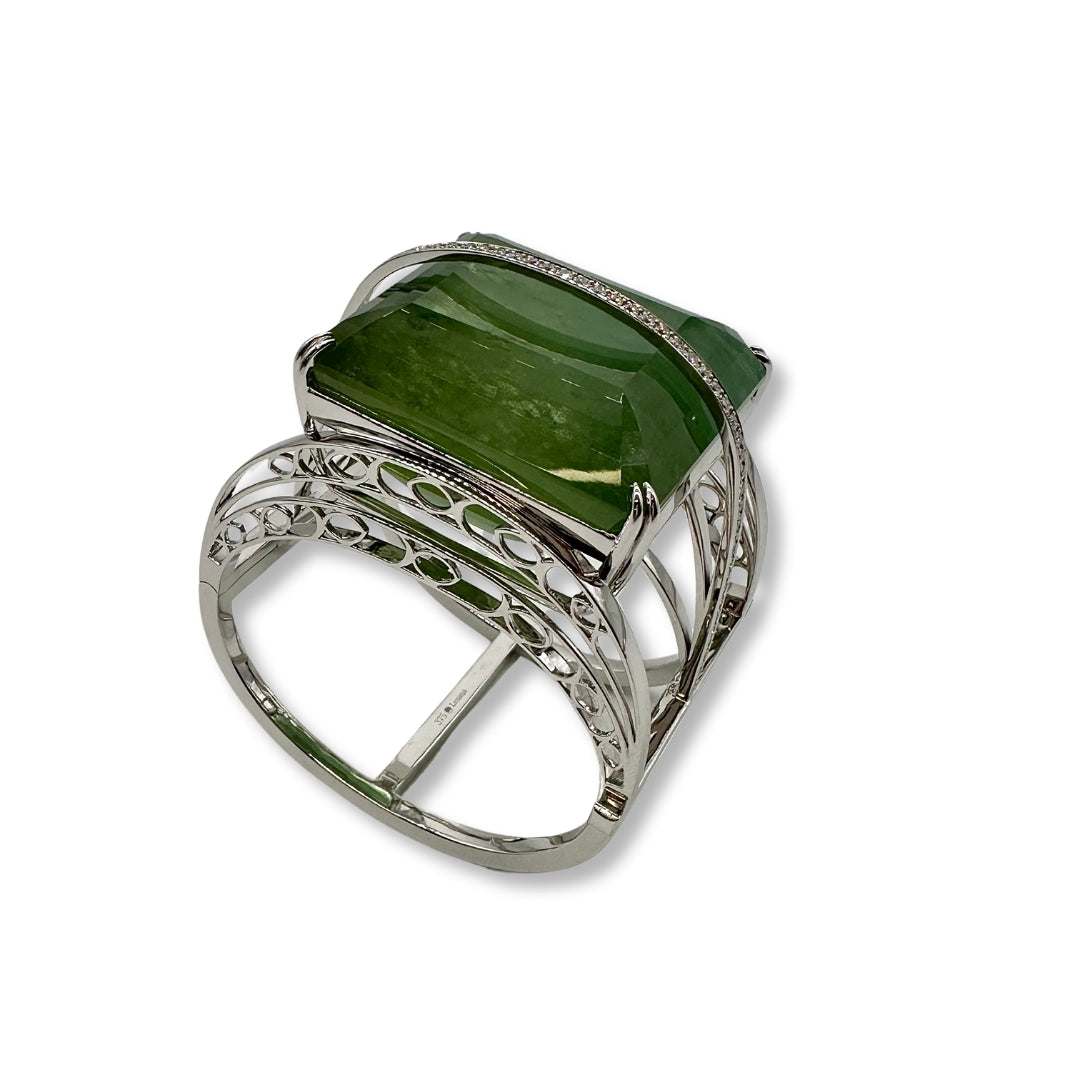 Lesunja Magnifique Bracelet White Gold Green Aquamarine Diamonds
