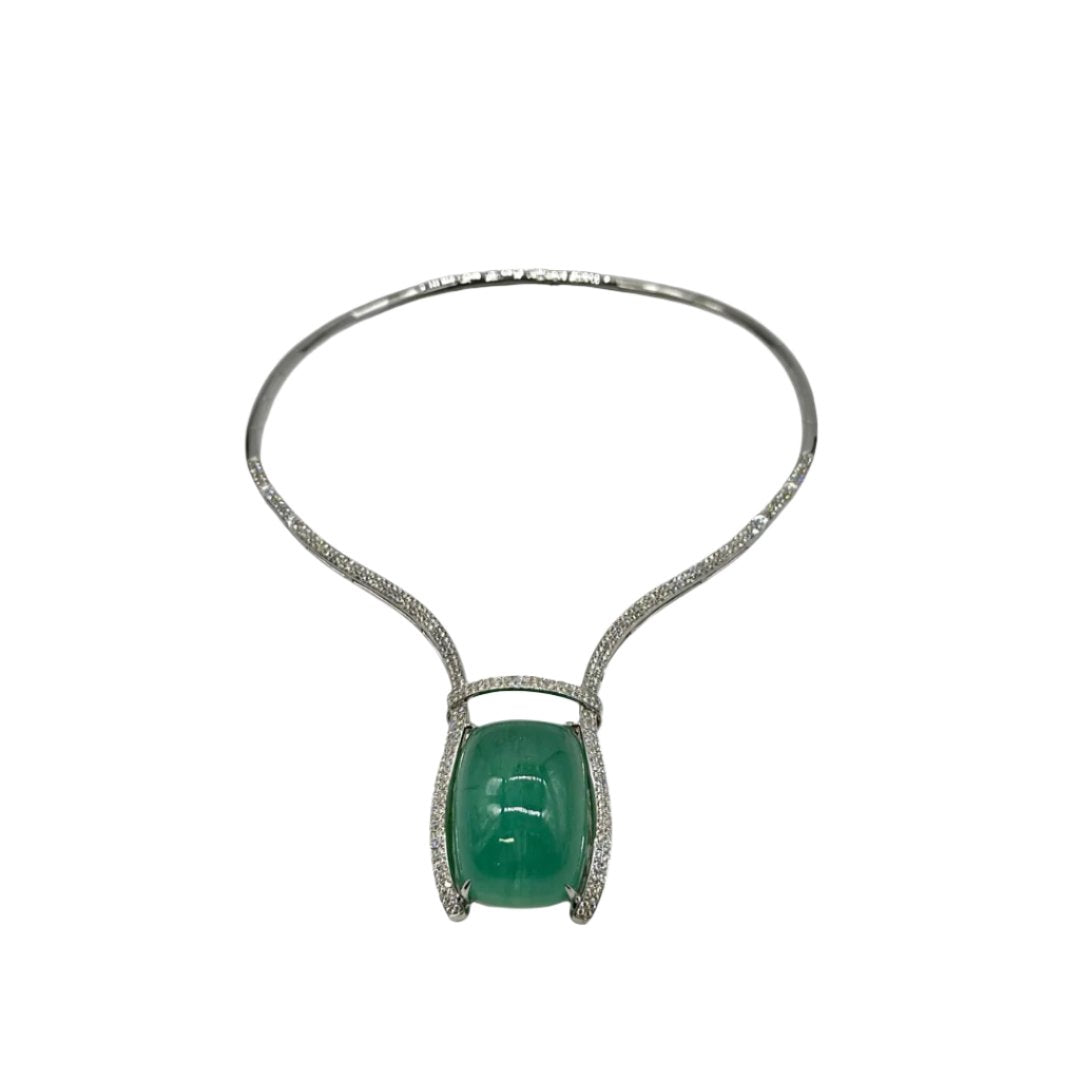 Lesunja Magnifique Necklace White Gold Green Aquamarine Diamonds