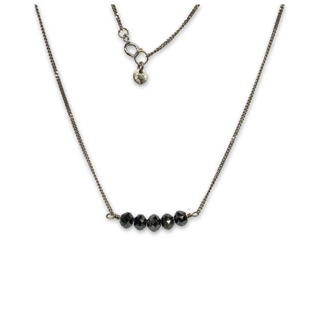 Lesunja Necklace White Gold Black Diamonds, handmade fine jewellery from Switzerland