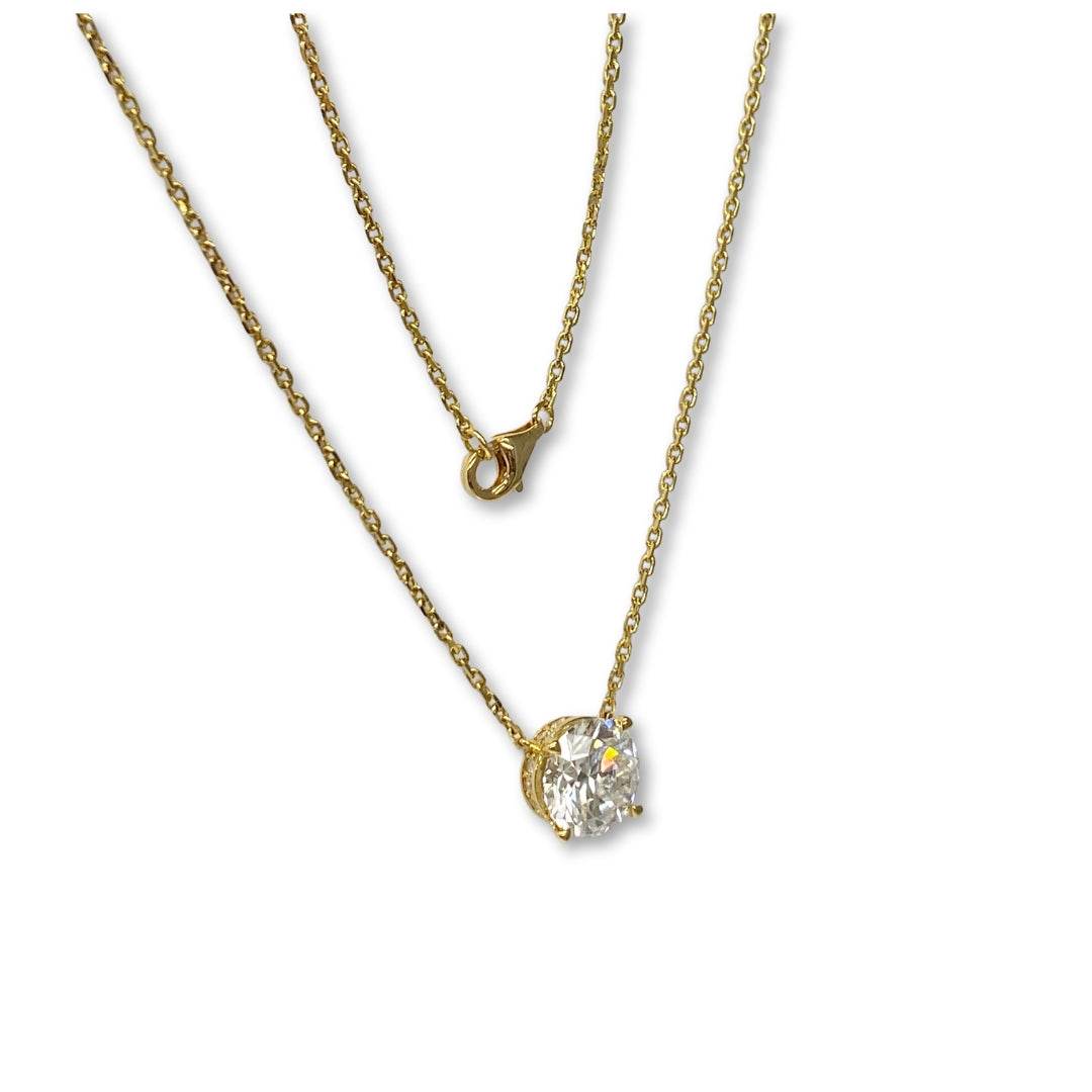Lesunja Necklace in 18K yellow gold with a 3.51ct white diamond and additional diamonds, featuring two chain lengths.