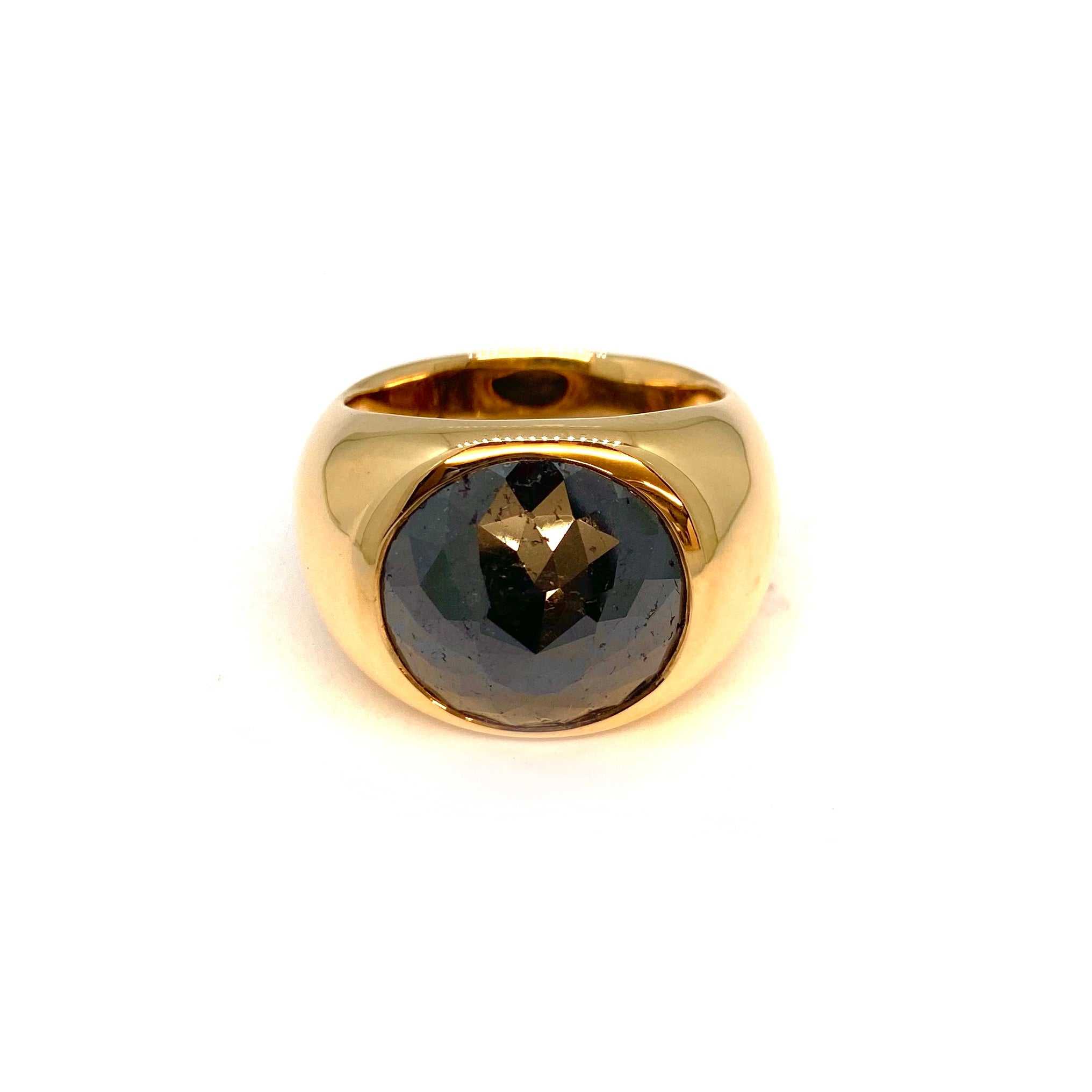 Lesunja Rose Gold and Black Diamond Rose Signet Ring