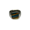 Lesunja Signet Ring Palladium With Rainbow Chrysocolla, handmade fine jewellery from Switzerland