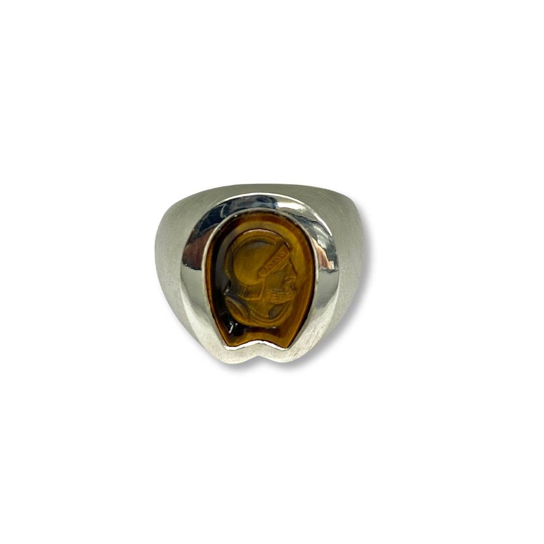 Lesunja Signet Ring Silver Tiger Eye, handmade fine jewellery from Switzerland