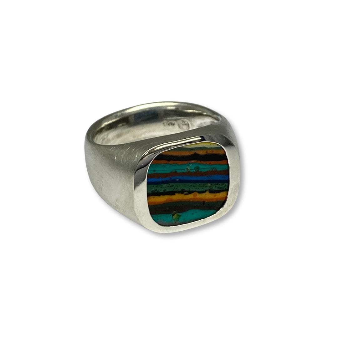 Lesunja Signet Ring Silver With Rainbow Chrysocolla