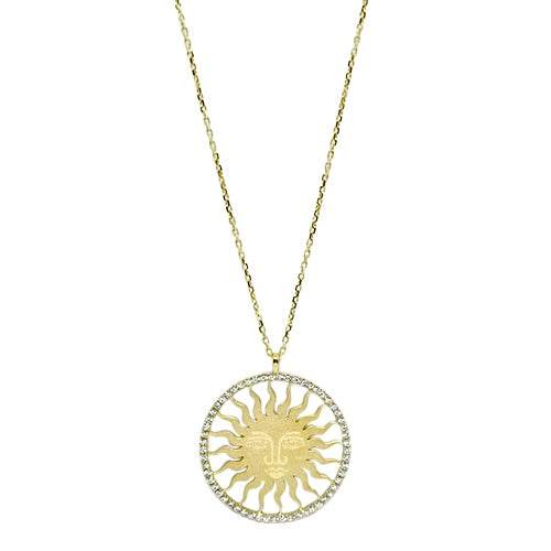 Moritz Sun Large Necklace in Yellow Gold with Diamonds Pendant