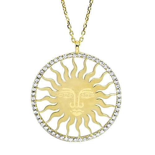 Moritz Sun Large Necklace in Yellow Gold with Diamonds