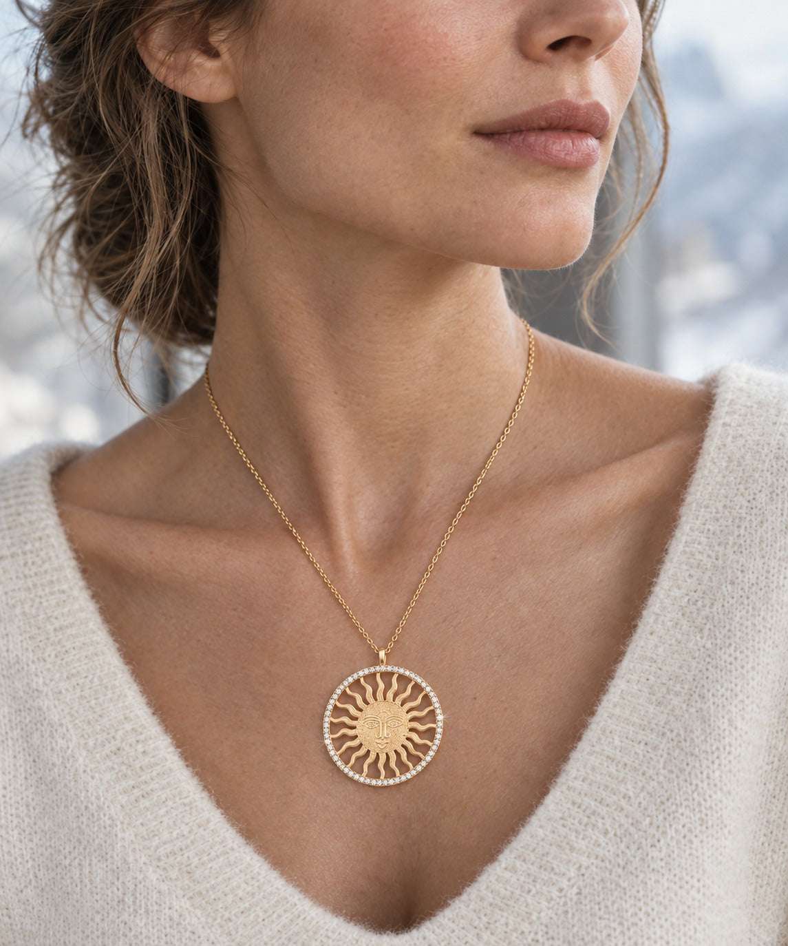 St. Moritz Sun by Lesunja – Large Yellow Gold Diamonds worn on model