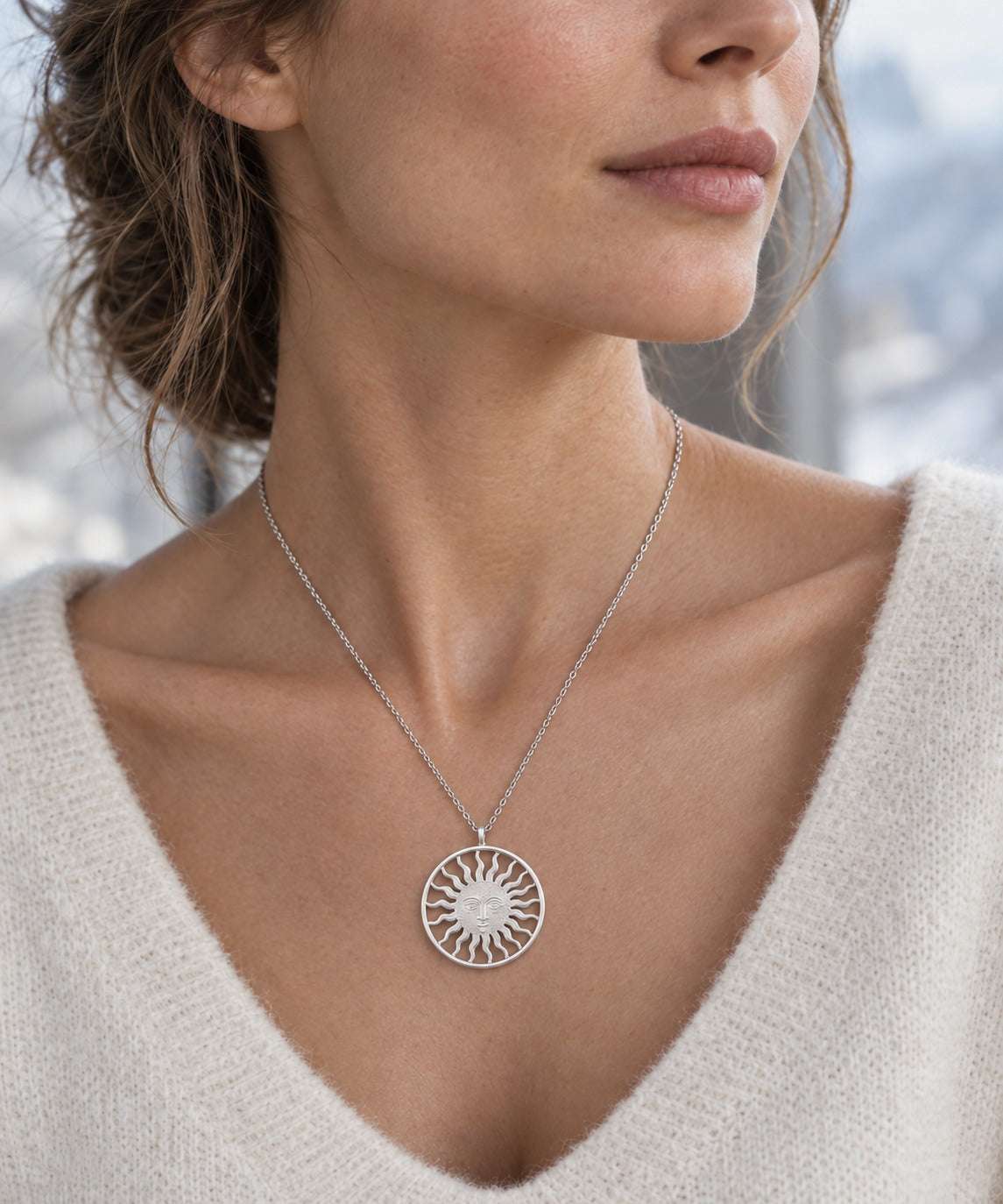 St. Moritz Sun by Lesunja – Medium White Gold worn on model
