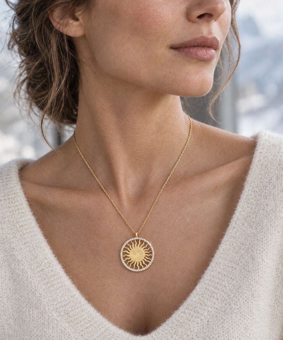 St. Moritz Sun by Lesunja – Medium Yellow Gold Diamonds worn on model