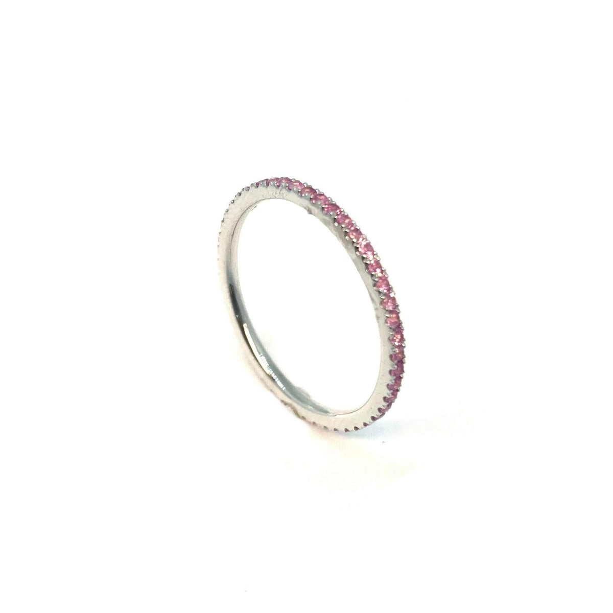 Lesunja White Gold Pink Sapphire Eternity Ring, handmade fine jewellery from Switzerland
