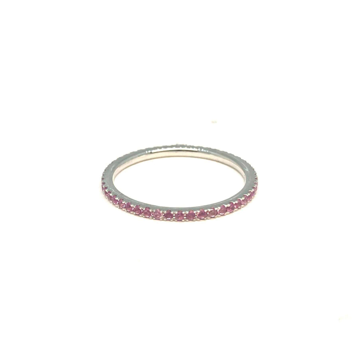 Lesunja White Gold Pink Sapphire Eternity Ring, detail view, Lesunja atelier Zurich