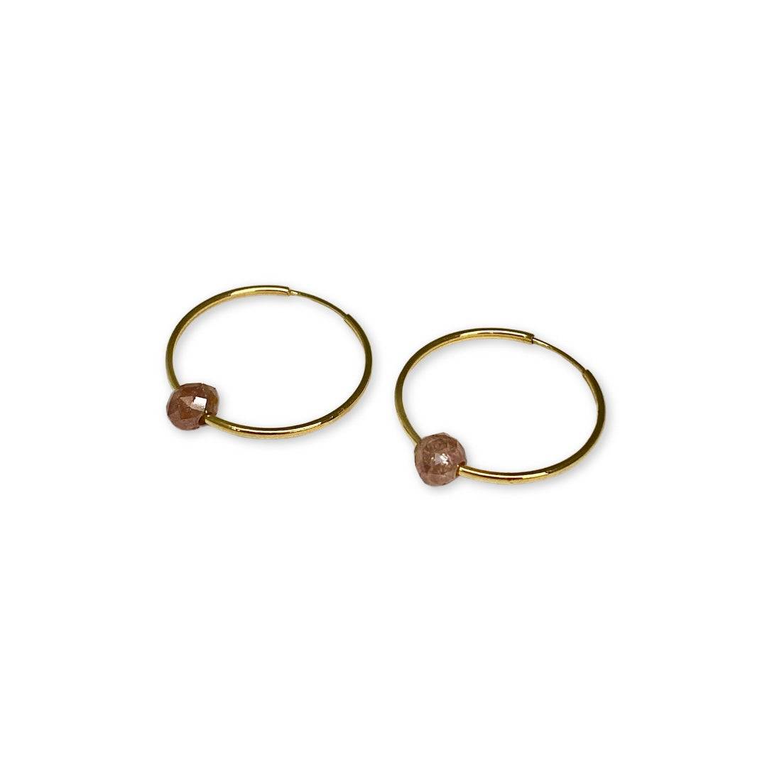 Lesunja Yellow Gold Hoop Classic brown Diamonds 02