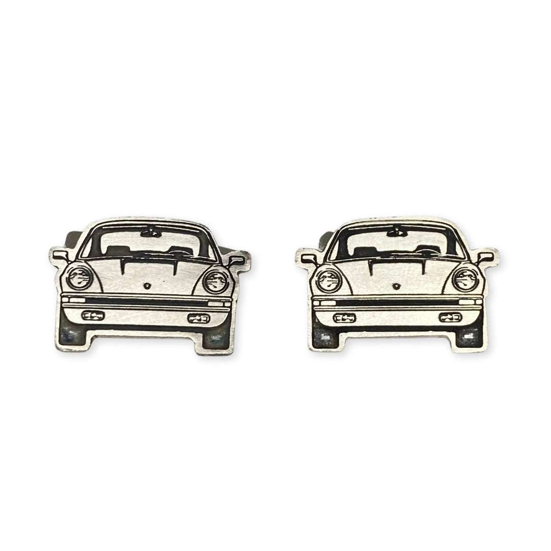 Lesunja cufflinks silver Porsche engraving, handmade fine jewellery from Switzerland