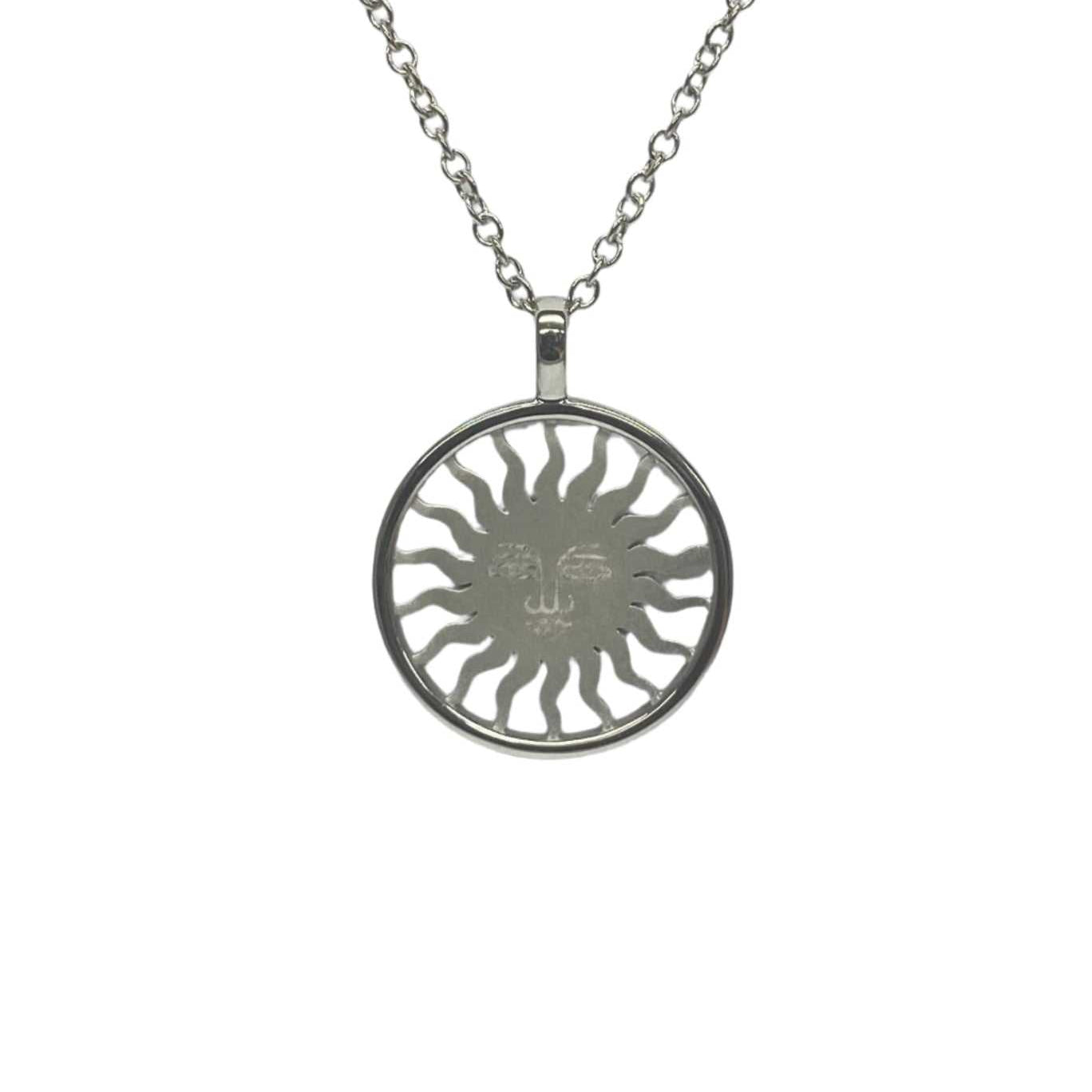 Lesunja St. Moritz Sun necklace, platinum 950 sun pendant 17 mm on a long chain
