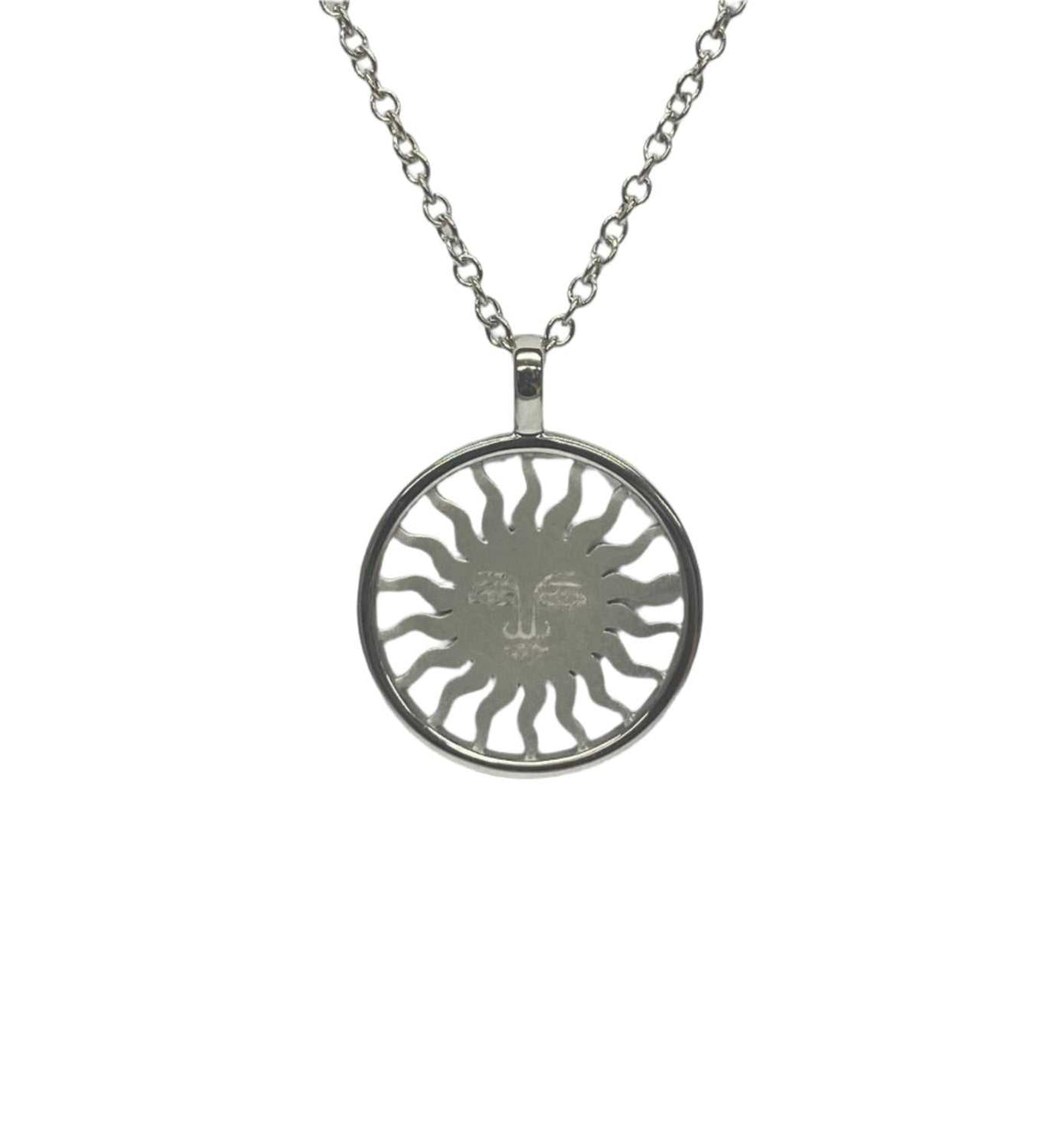 Lesunja St. Moritz Sun necklace, platinum 950 sun pendant 17 mm on a long chain