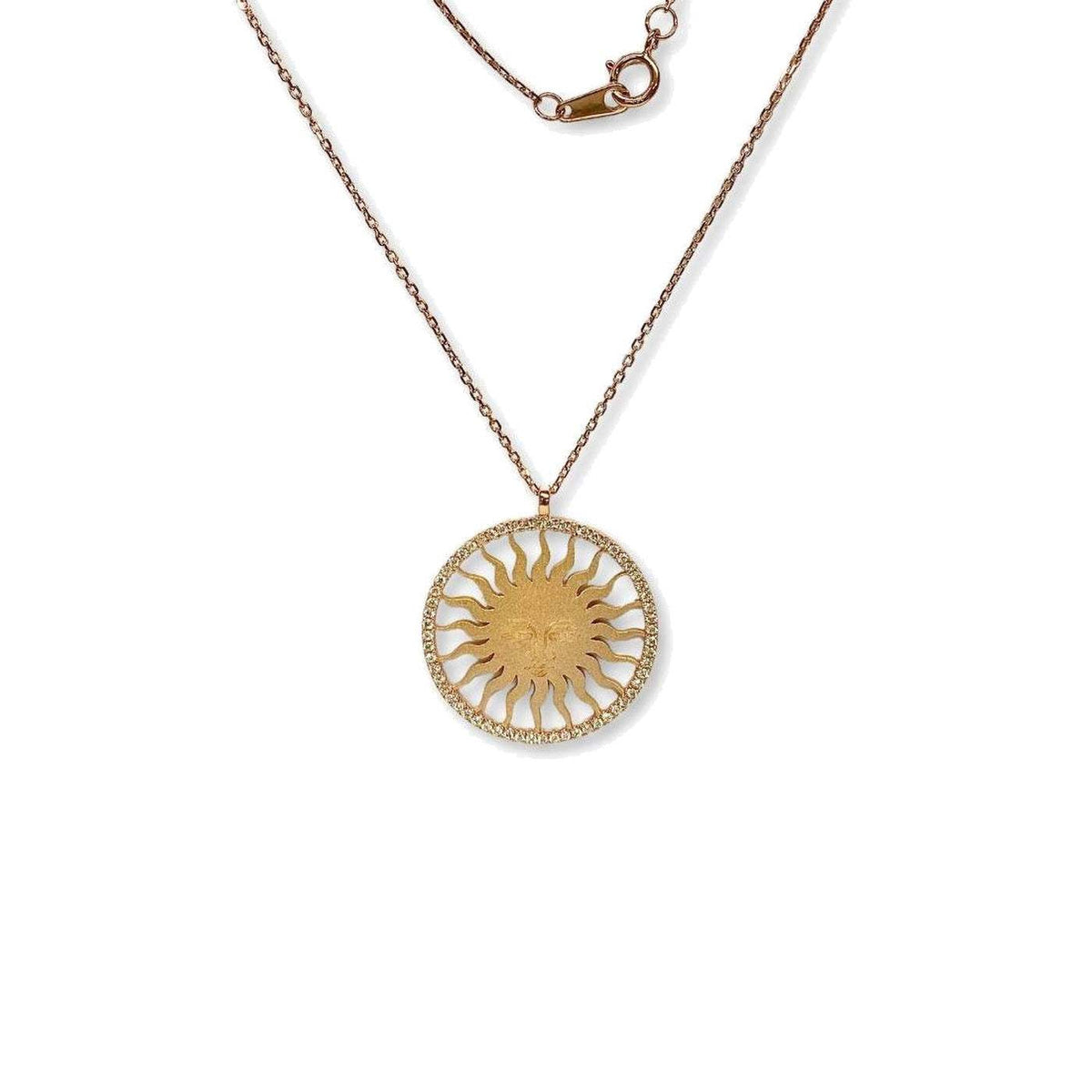St. Moritz Sun Necklace Medium Rosé Gold Diamonds – Lesunja fine jewellery