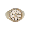 Lesunja Signet Ring 9K Yellow Gold Diamond Halo, handmade fine jewellery from Switzerland