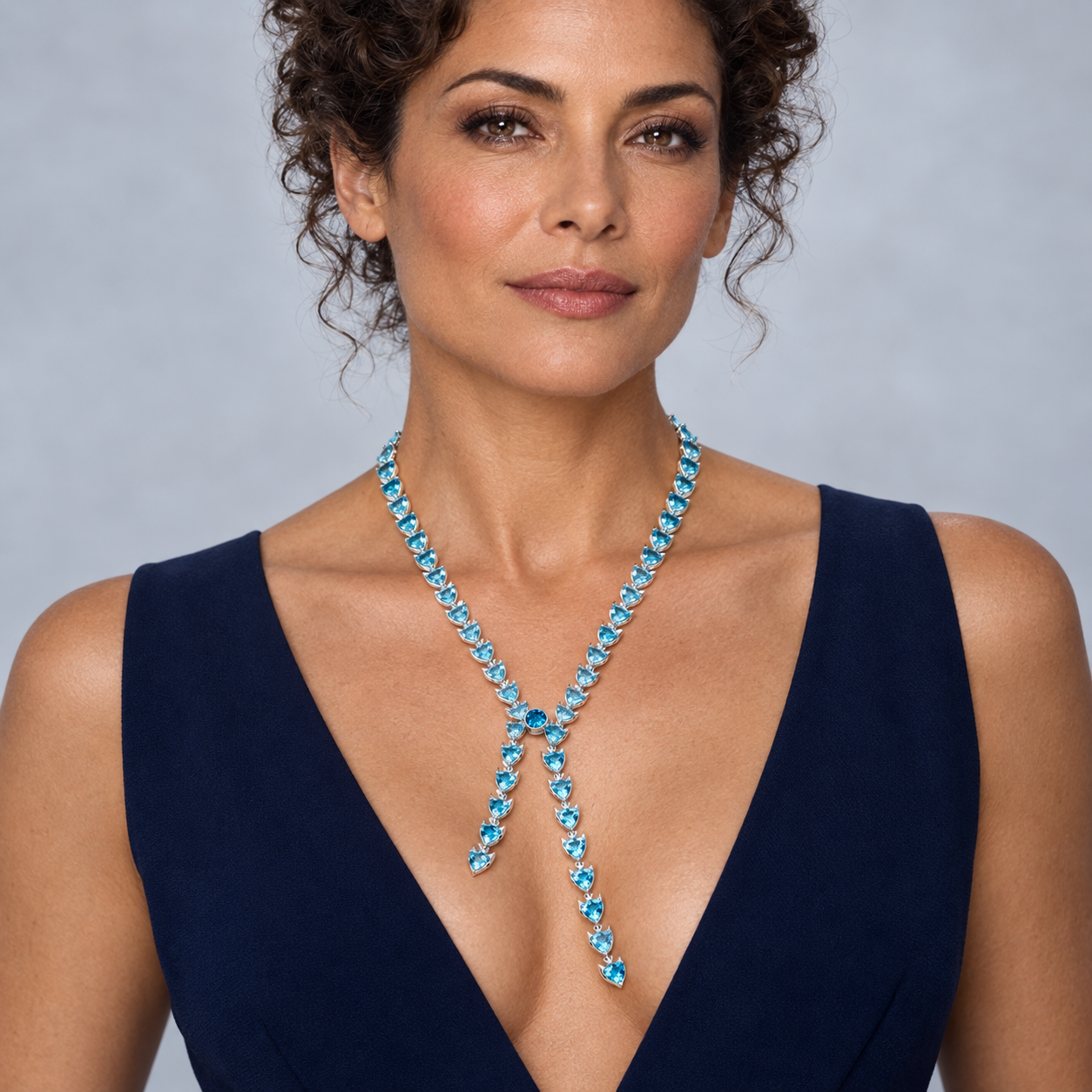 Model wearing the Lesunja Fish Necklace White Gold