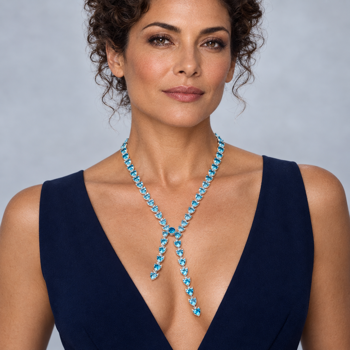 Model wearing the Lesunja Fish Necklace White Gold