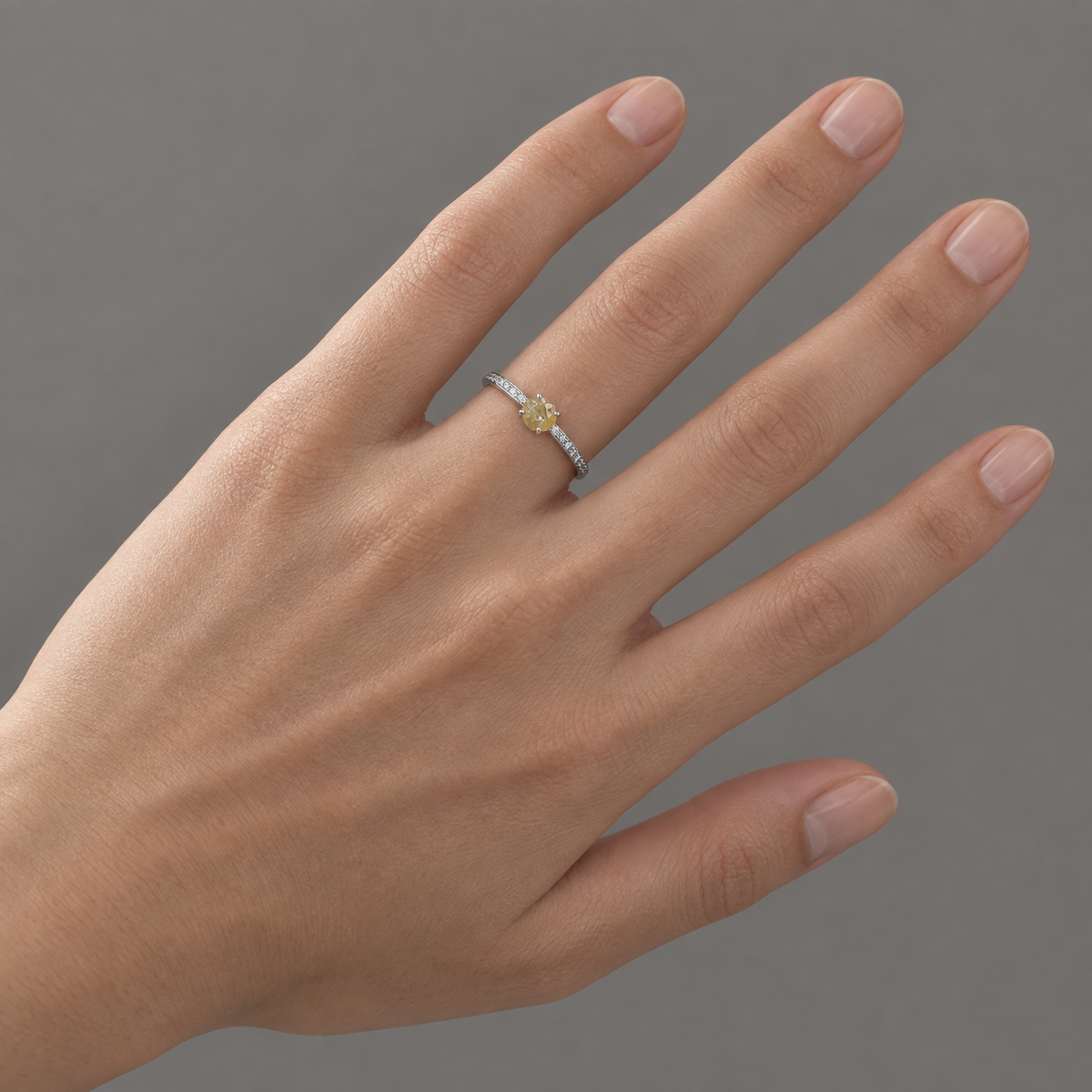 Model wearing the Lesunja Engagement Ring Rough Diamond