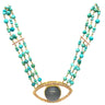 Lesunja Moonstone Tourquis sapphire Gold Necklace, handmade fine jewellery from Switzerland