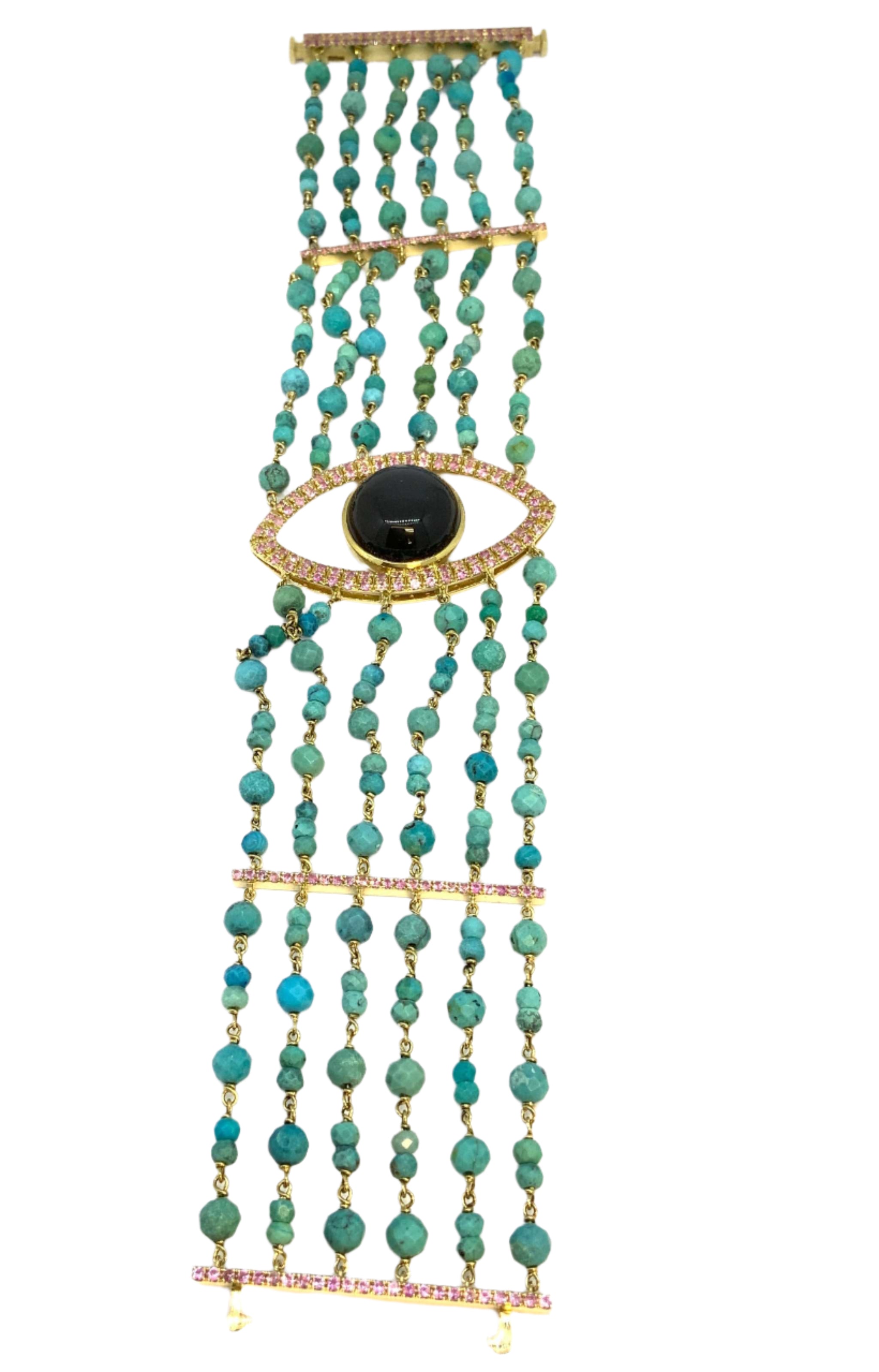 Tourquise Moonstone Gold Bracelat