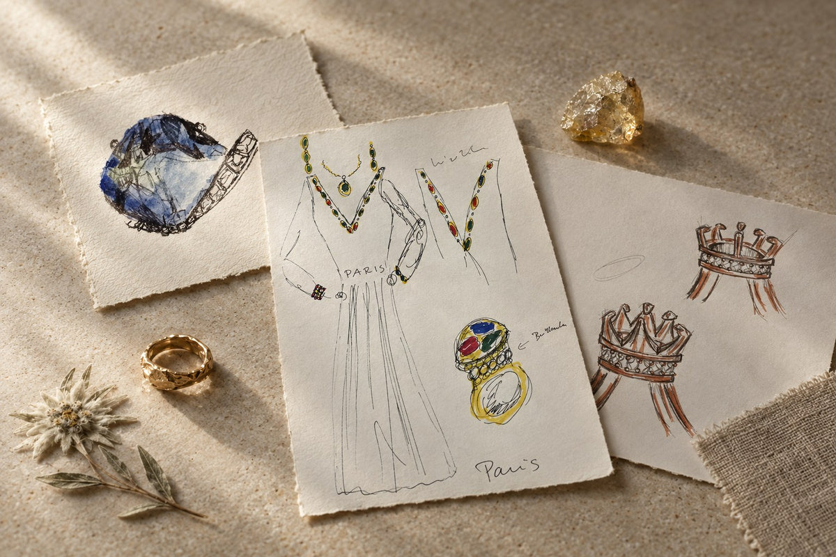 Lesunja Journal - Moodboard mit kolorierten Originalzeichnungen