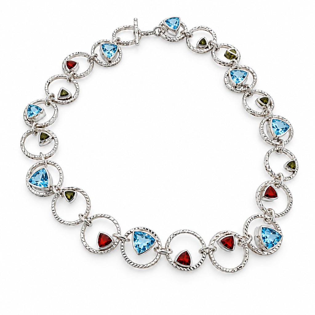 Lesunja Sepia Silver Necklace Blue Topaz, Fire Opal & Tourmaline flat lay