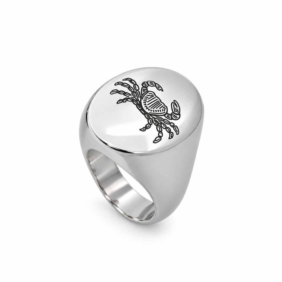 Lesunja zodiac Cancer Steel Ring – studio view on white