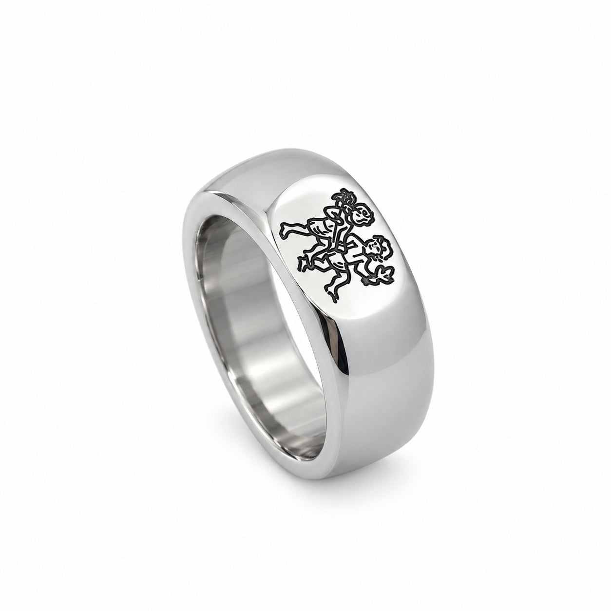 Lesunja Zodiac Gemini Steel Ring – studio view on white