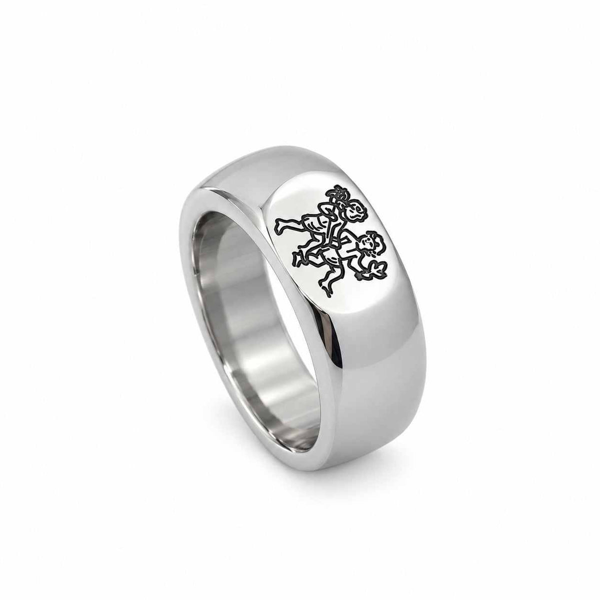 Lesunja Zodiac Gemini Steel Ring – studio view on white