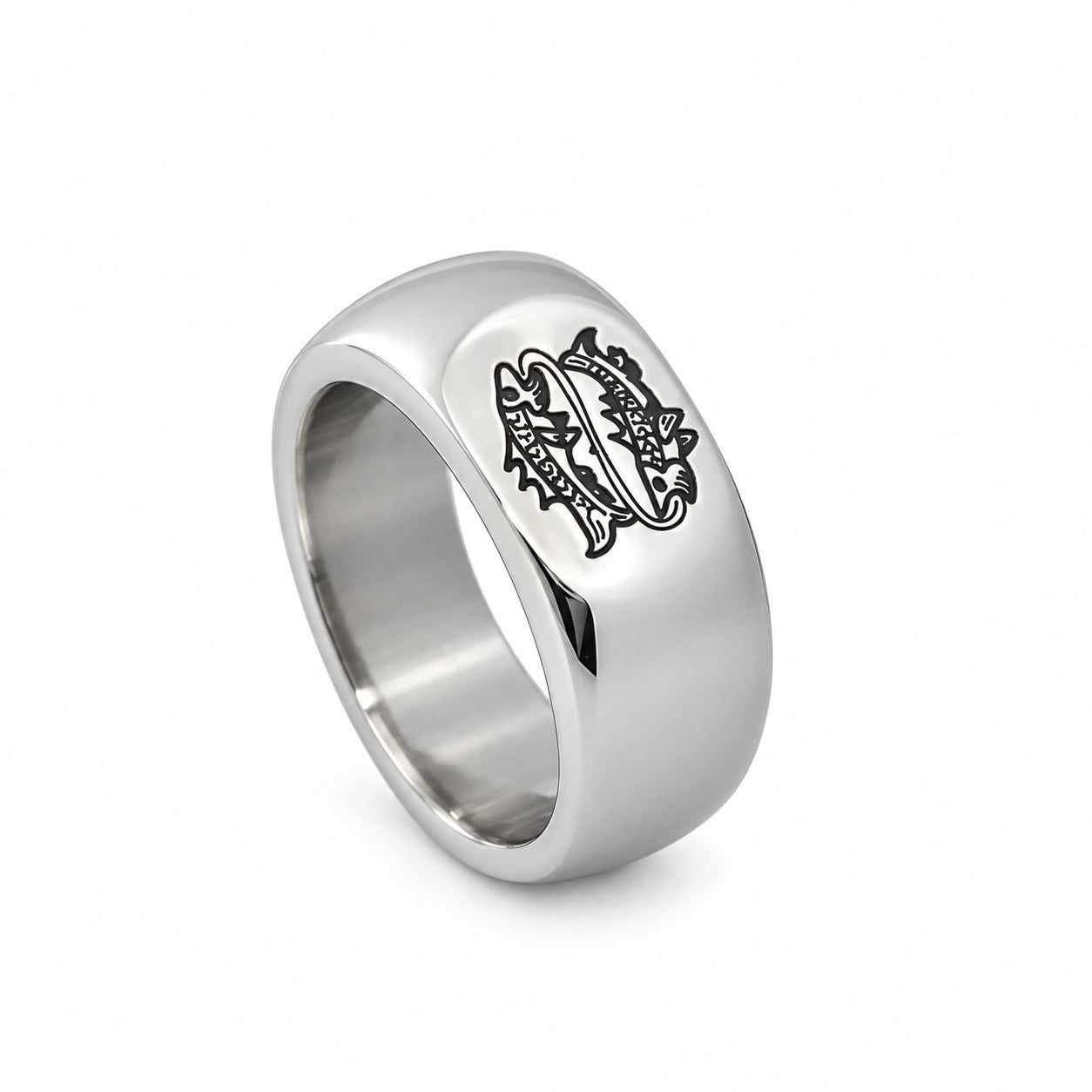 Lesunja Zodiac Pisces Steel Ring – studio view on white
