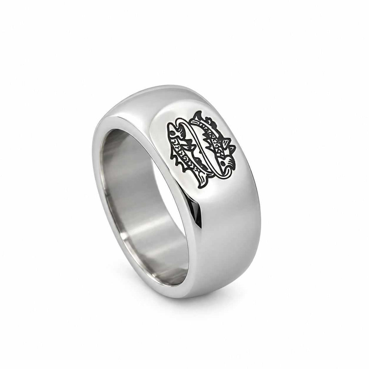 Lesunja Zodiac Pisces Steel Ring – studio view on white