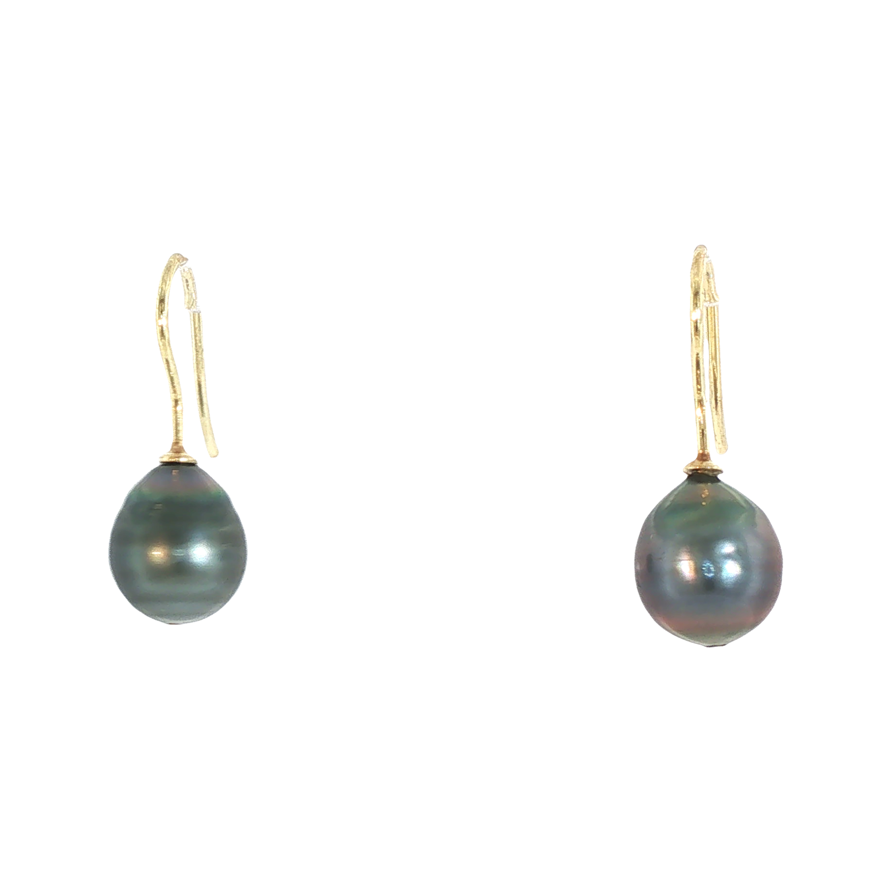 Lesunja Earrings Yellow Gold Dark Tahitian Saltwater Pearls