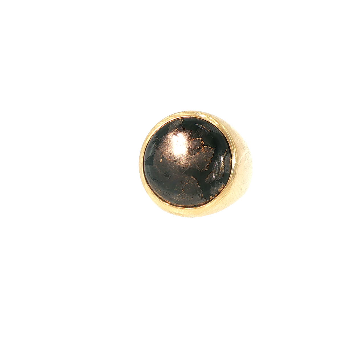 Lesunja Signet Ring Yellow Gold Pyrite Magnetite Vintage Style