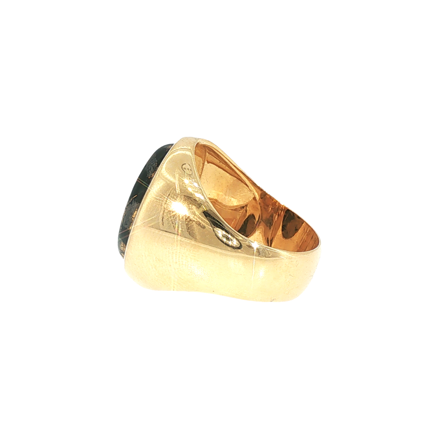 Lesunja Signet Ring Yellow Gold Pyrite Magnetite Vintage Style