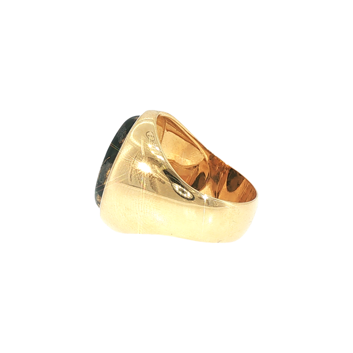 Lesunja Signet Ring Yellow Gold Pyrite Magnetite Vintage Style