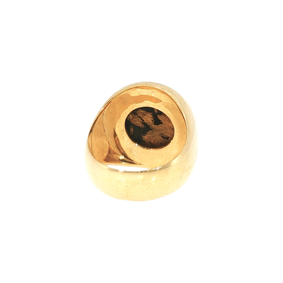 Lesunja Signet Ring Yellow Gold Pyrite Magnetite Vintage Style
