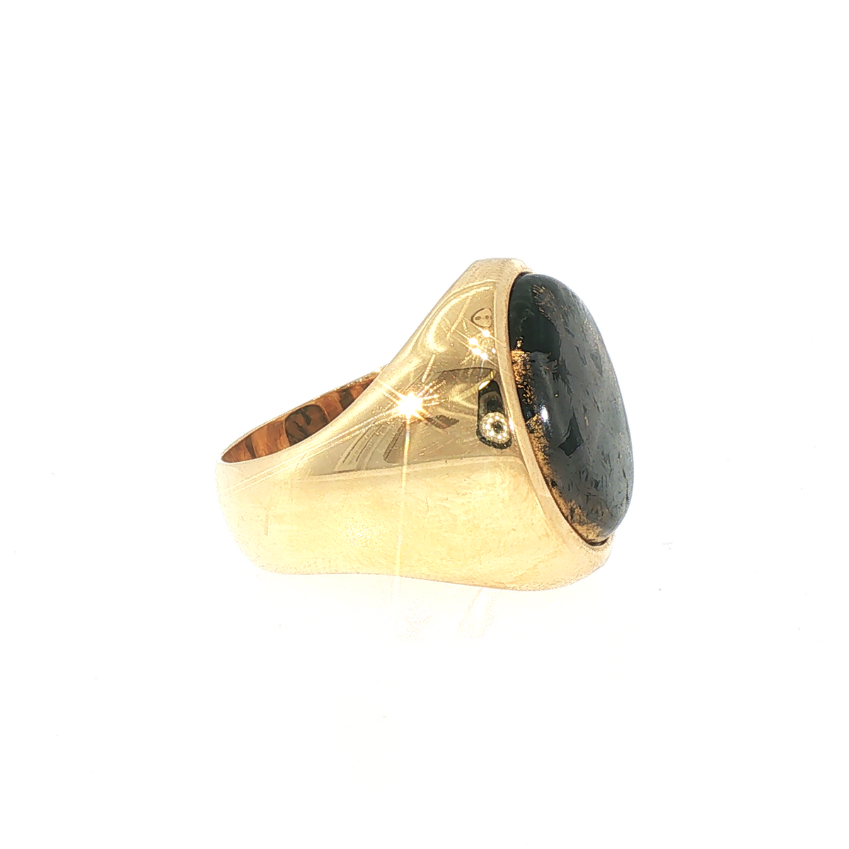 Lesunja Signet Ring Yellow Gold Pyrite Magnetite Vintage Style