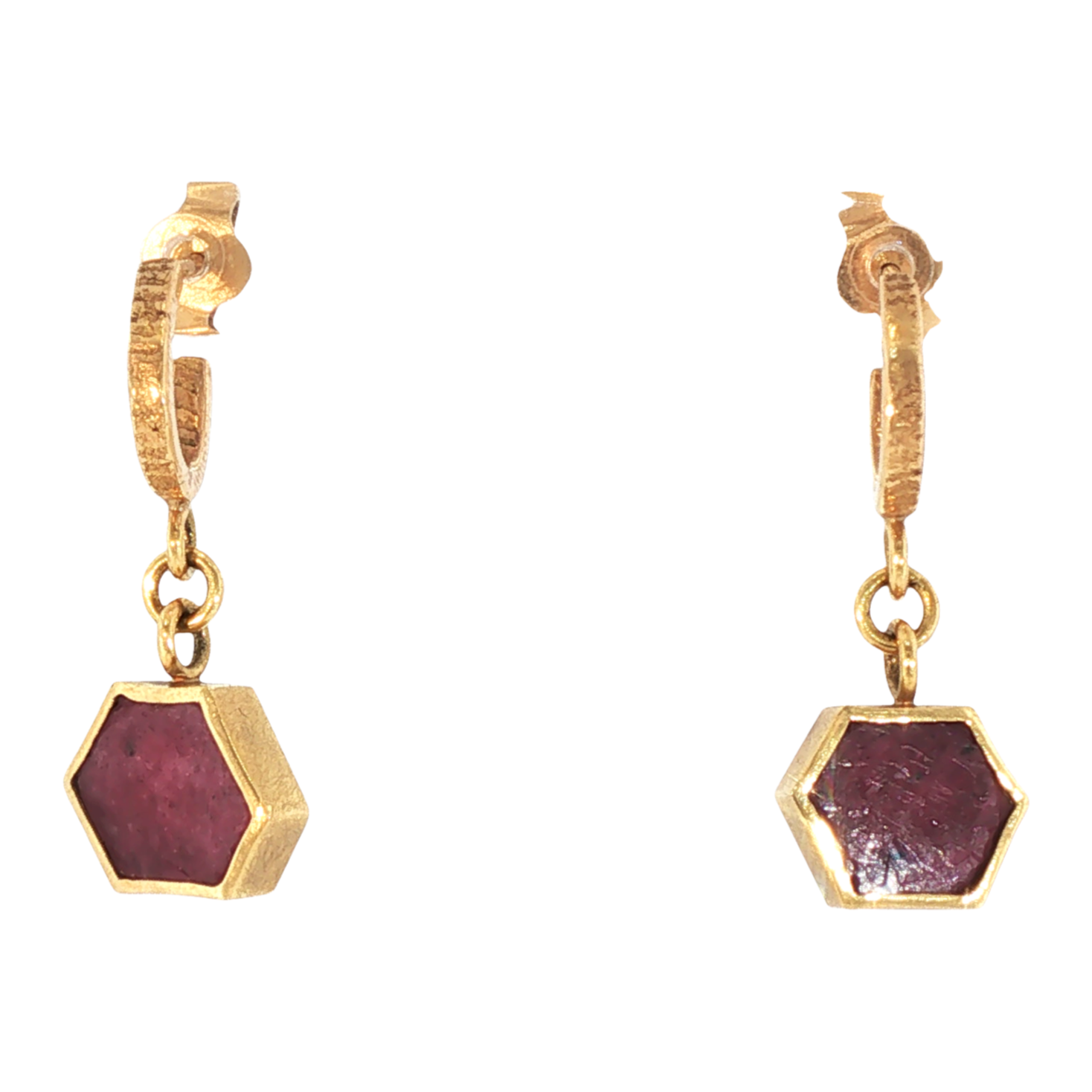 Lesunja Yellow Gold Rose Earrings Sepia Natural Ruby