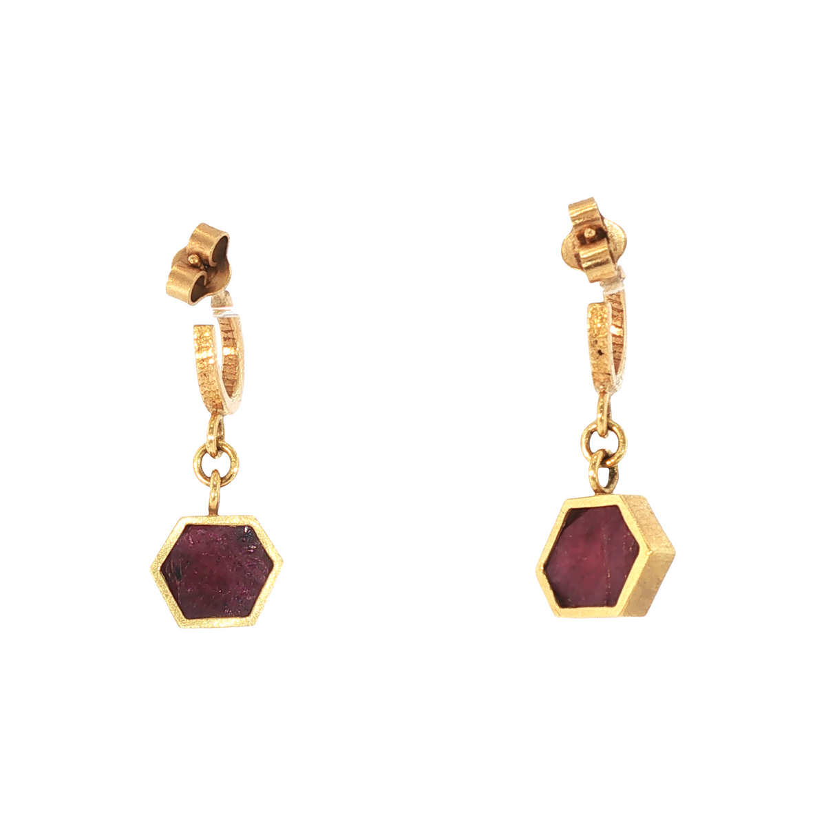 Lesunja Yellow Gold Rose Earrings Sepia Natural Ruby